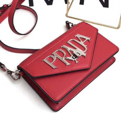 Prada Leather Shoulder Cross Bag,19CM - 프라다 레더 여성용 숄더 크로스백 ,PRAB0004,19cm,레드