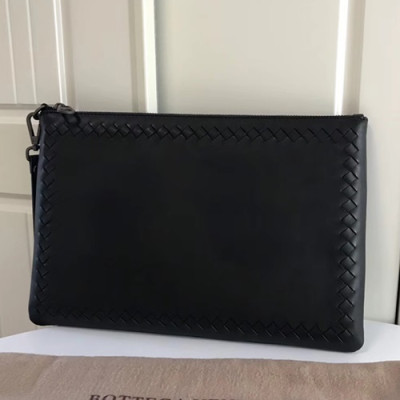 Bottega Veneta Leather Black Clutch Bag,30cm - 보테가 베네타 레더 블랙 남성용 클러치백 BVB0131,30cm