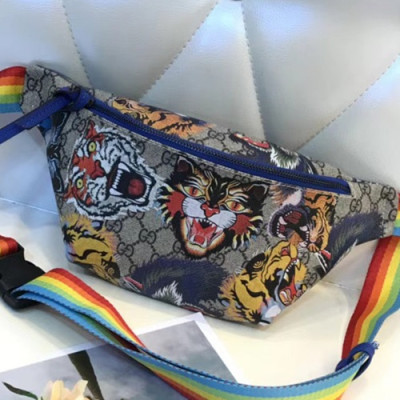 Gucci GG Supreme Tiger Patch Belt Bag,21CM - 구찌 GG 수프림 타이거패치 남여공용 벨트백 GUB0124 ,21cm,브라운