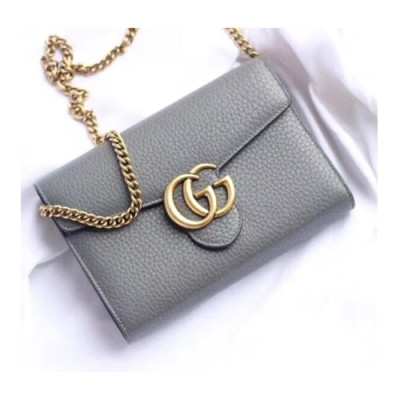 Gucci GG Marmont Chain Shoulder Bag,20CM - 구찌 GG 마몬트 체인 숄더백 GUB0139,20cm,그레이