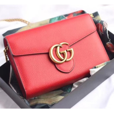 Gucci GG Marmont Chain Shoulder Bag,20CM - 구찌 GG 마몬트 체인 숄더백 GUB0141,20cm,레드