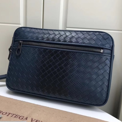 Bottega Veneta Leather Navy Clutch Bag,27cm - 보테가 베네타 레더 네이비 남성용 클러치백 M8411,BVB0143,27cm