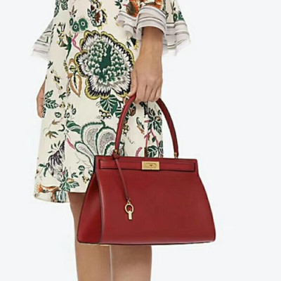 Tory Burch Lee Radziwill Satchel Leather Red Tote Bag,32.5cm - 토리버치 리 라지윌 사첼 레더 레드 토트백 TBB0042,32.5cm