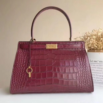 Tory Burch Lee Radziwill Satchel Leather Red Tote Bag,32.5cm - 토리버치 리 라지윌 사첼 레더 레드 토트백 TBB0045,32.5cm