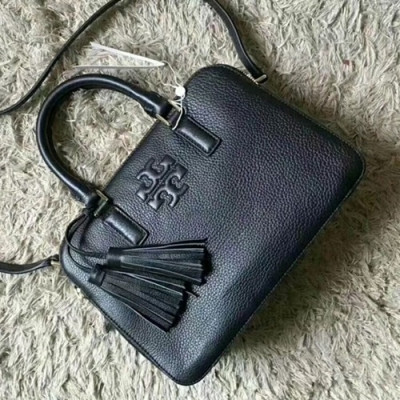 Tory Burch Leather Black Thea Rounded Double-zip Satchel Tote Shoulder Bag,29cm - 토리버치 레더 블랙 테아 라운드 더블 집 사첼 토트 숄더백 TBB0105,29cm