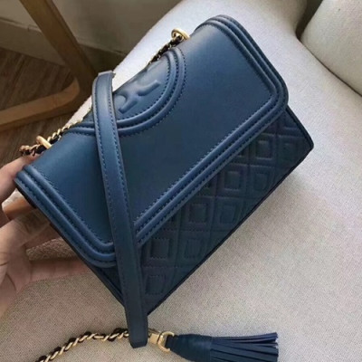 Tory Burch Leather Blue Fleming Convertible Chain Shoulder Bag,21cm - 토리버치 레더 블루 플레밍 컨버터블 체인 숄더백 TBB0107,21cm