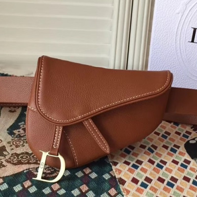 Dior 2018 Leather Brown Saddle Belt Bag ,17.5CM - 디올 2018 레더 브라운 새들 벨트백,DIOB0028,17.5CM