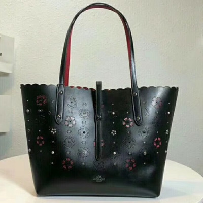 Coach Leather Tote Shoulder Shopper Bag,31.5cm - 코치 레더 토트 숄더 쇼퍼백 25195,COAB0038,31.5cm,블랙