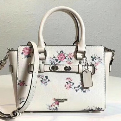 Coach Leather Floral Tote Shoulder Bag,20cm - 코치 레더 플로럴 토트 숄더백 F25862,COAB0039,20cm,화이트