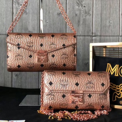 MCM 2019 Millie Visetos Leather Chain Shoulder Cross Bag,18.5/23.5cm - 엠씨엠 2019 여성용 밀리 비세토스 레더 체인 숄더 크로스백 MCMB0019, 18.5/23.5cm,다크 로즈골드