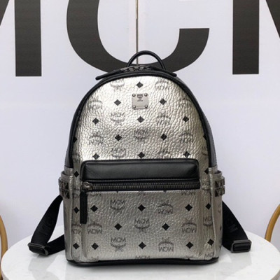 MCM Stark Leather Back Pack,17/21/26/34cm - 엠씨엠 스타크 레더 남여공용 백팩 MCMB0027, 17/21/26/34cm,실버