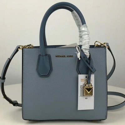 Michael Kors Mercer Leather Tote Shoulder Bag, 22CM - 마이클 코어스 머서 레더 토트 숄더백 ,MKB0169, 22CM,블루