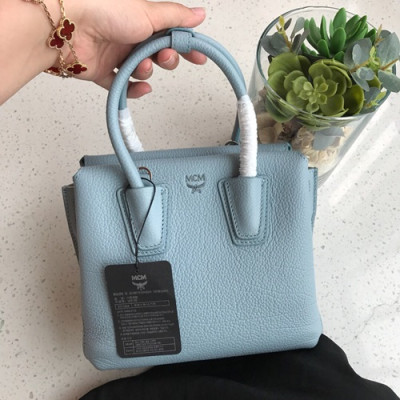 MCM Milla Leather Tote Shoulder Bag,19cm - 엠씨엠 여성용 밀라 레더 토트 숄더백 MCMB0052, 19cm,스카이블루