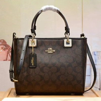 Coach Leather Tote Shoulder Bag,24cm - 코치 레더 토트 숄더백 COAB0136,24cm,다크브라운