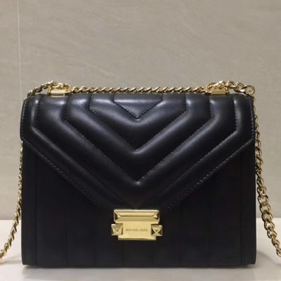 Michael Kors 2018 Leather Whitney Chain Shoulder Bag, 24CM - 마이클 코어스 2018 레더 위트니 체인 숄더백 ,MKB0193, 24CM,블랙