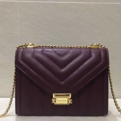 Michael Kors 2018 Leather Whitney Chain Shoulder Bag, 24CM - 마이클 코어스 2018 레더 위트니 체인 숄더백 ,MKB0196, 24CM,다크와인