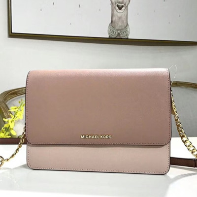 Michael Kors Leather Shoulder Bag, 24CM - 마이클 코어스 레더 숄더백,MKB0205, 24CM,핑크