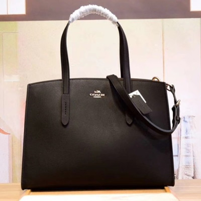 Coach Leather Tote Shoulder Bag,34cm - 코치 레더 토트 숄더백 COAB0141,34cm,블랙