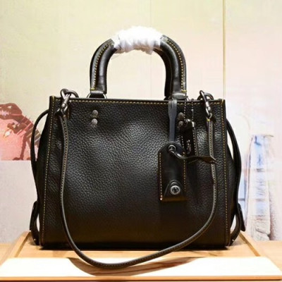 Coach Leather Tote Shoulder Bag,25cm - 코치 레더 토트 숄더백 54536,COAB0168,25cm,블랙