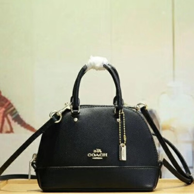 Coach Leather Mini Tote Shoulder Bag,16cm - 코치 레더 미니 토트 숄더백 22891,COAB0197,16cm,블랙