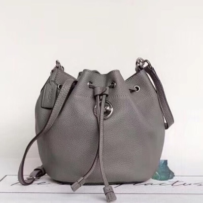 Coach Leather Bucket Shoulder Bag,20cm - 코치 레더 버킷 숄더백 COAB0206,20cm,그레이