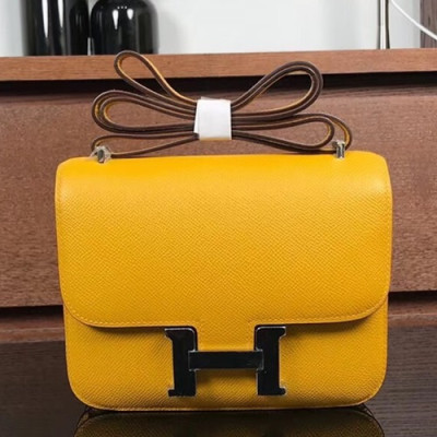 Hermes Constance Leather Shoulder Bag,19cm - 에르메스 콘스탄스 레더 여성용 숄더백 HERB0008, 19cm,옐로우