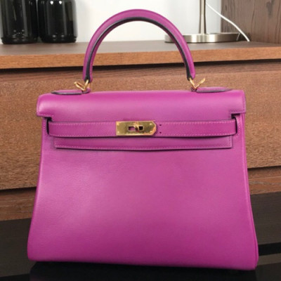 Hermes Kelly Swift Leather Tote Shoulder Bag ,28cm - 에르메스 켈리 스위프트 레더 여성용 토트 숄더백 HERB0095,28cm,퍼플