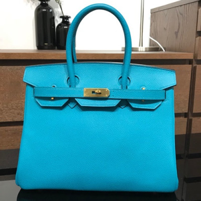 Hermes Birkin Togo Leather Tote Shoulder Bag ,30cm - 에르메스 버킨 토고 레더  여성용 토트 숄더백 HERB0115,30cm,블루