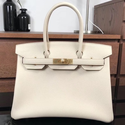 Hermes Birkin Togo Leather Tote Shoulder Bag ,30cm - 에르메스 버킨 토고 레더 여성용 토트 숄더백 HERB0125,30cm,크림