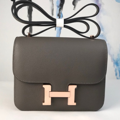 Hermes Constance Leather Shoulder Bag,19cm - 에르메스 콘스탄스 레더 여성용 숄더백 HERB0146, 19cm,그레이