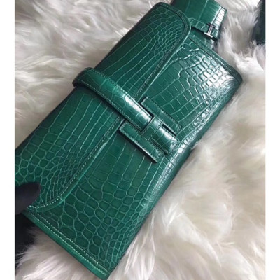 Hermes Crocodile Leather Clutch Bag ,29cm - 에르메스 크로커다일 레더  여성용 클러치백 HERB0159,29cm,그린