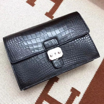 Hermes Crocodile Leather Clutch Bag - 에르메스 크로커다일 레더 남성용 클러치백 HERB0167,블랙