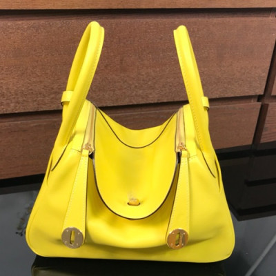 Hermes Lindy Swift Leather Tote Shoulder Bag ,26cm - 에르메스 린디 스위프트 레더 여성용 토트 숄더백 HERB0257,26cm,옐로우