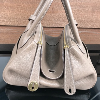 Hermes Lindy Togo Leather Tote Shoulder Bag ,26cm - 에르메스 린디 토고 레더 여성용 토트 숄더백 HERB0262,26cm,그레이