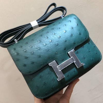 Hermes Constance Ostrich Leather Shoulder Bag,19cm - 에르메스 콘스탄스 오스트리치 레더 여성용 숄더백 HERB0296, 19cm,그린