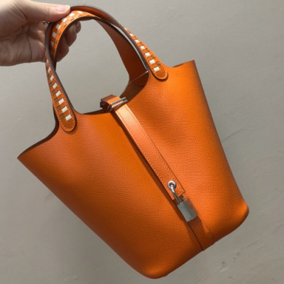 Hermes Picotin Lock Epsom Leather Tote Bag,18cm - 에르메스 피코탄 락 엡송 레더 여성용 토트백 HERB0297, 18cm,오렌지