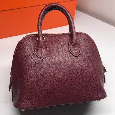 Hermes Mini Bolide Goat Skin Leather Tote Bag ,18cm - 에르메스 미니 볼리드 고트 스킨 레더 여성용 토트백 HERB0307,18cm,와인