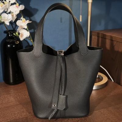 Hermes Picotin Lock Togo Leather Tote Bag,22cm - 에르메스 피코탄 락 토고 레더 여성용 토트백 HERB0322, 22cm,블랙