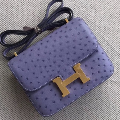 Hermes Constance Ostrich Leather Shoulder Bag,23cm - 에르메스 콘스탄스 오스트리치 레더 여성용 숄더백 HERB0337, 23cm,연퍼플