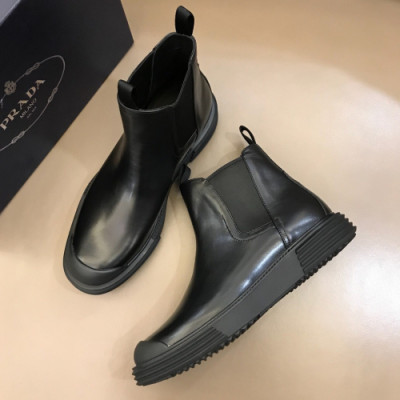 Prada 2018 Mens  Leather Ankle Boots  - 프라다 남성 레더 앵클부츠 Pra0333x.Size(240 - 270)블랙