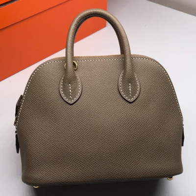 Hermes Mini Bolide Epsom Leather Tote Bag ,18cm - 에르메스 미니 볼리드 엡송 레더 여성용 토트백 HERB0395,18cm,다크그레이