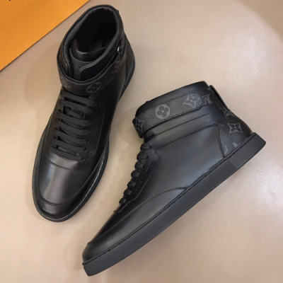 [매장판] Louis Vuitton 2018 Mens High-top Leather Sneakers - 루이비통 신상 남성 하이탑 레더 스니커즈 Lou0619x.Size(240 - 275)블랙