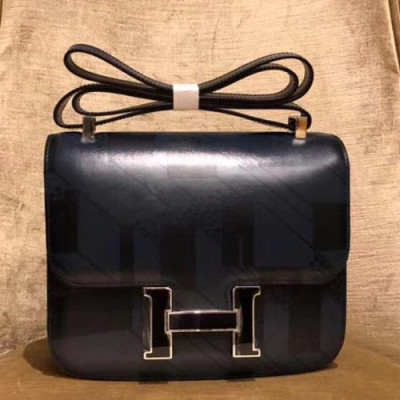Hermes Constance Epsom Leather Shoulder Bag,24cm - 에르메스 콘스탄스 엡송 레더 여성용 숄더백 HERB0496, 24cm,네이비+블랙