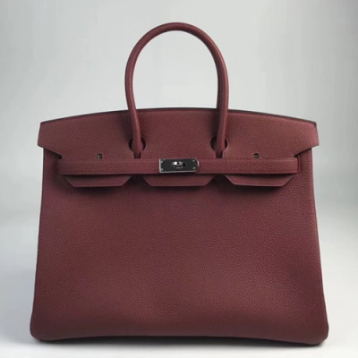 Hermes Birkin Togo Leather Tote Shoulder Bag ,35cm - 에르메스 버킨 토고 레더 여성용 토트 숄더백 HERB0516,35cm,와인