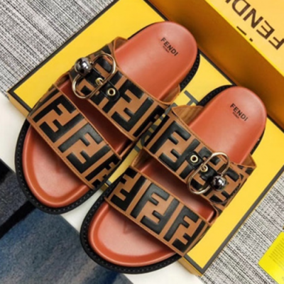 Fendi 2018 Logo Slide Sandel Brown - 펜디 로고 슬라이드 샌들 브라운 Fen0067x.Size(225- 285)