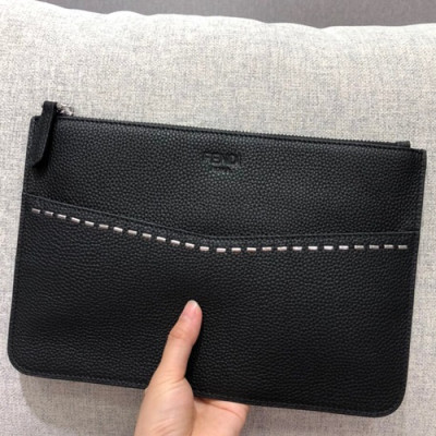 Fendi Leather Clutch Bag ,28CM - 펜디 레더 남성용 클러치백  FENB0047,28CM,블랙