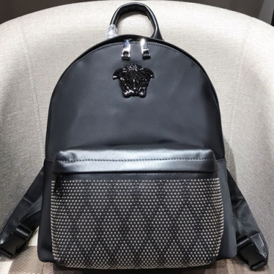 Versace Leather Back Pack,38CM - 베르사체 레더 남성용 백팩 ,VERB0019,38CM,블랙