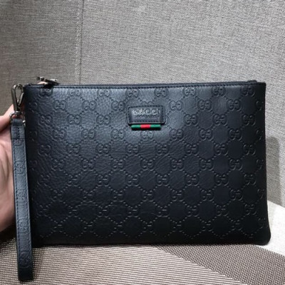 Gucci Leather Clutch Bag ,28CM - 구찌 레더 남성용 클러치백 GUB0216 ,28cm,블랙