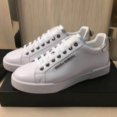 Dolce&Gabbana 2018 Mens Leather Sneakers Silver tab - 돌체앤가바나 포르토피노 레더 스니커즈 실버탭 Dol0138x.Size(240 - 285)