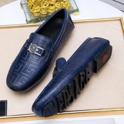 Versace 2018 Leather Blue Loafer - 베르사체 레더 블루 로퍼 Ver0094x.Size(240 - 285)